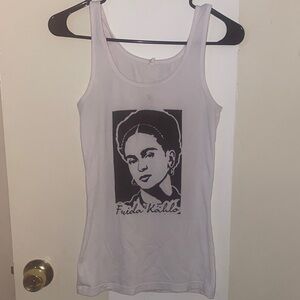 White Graphic Tank Top with Frida K